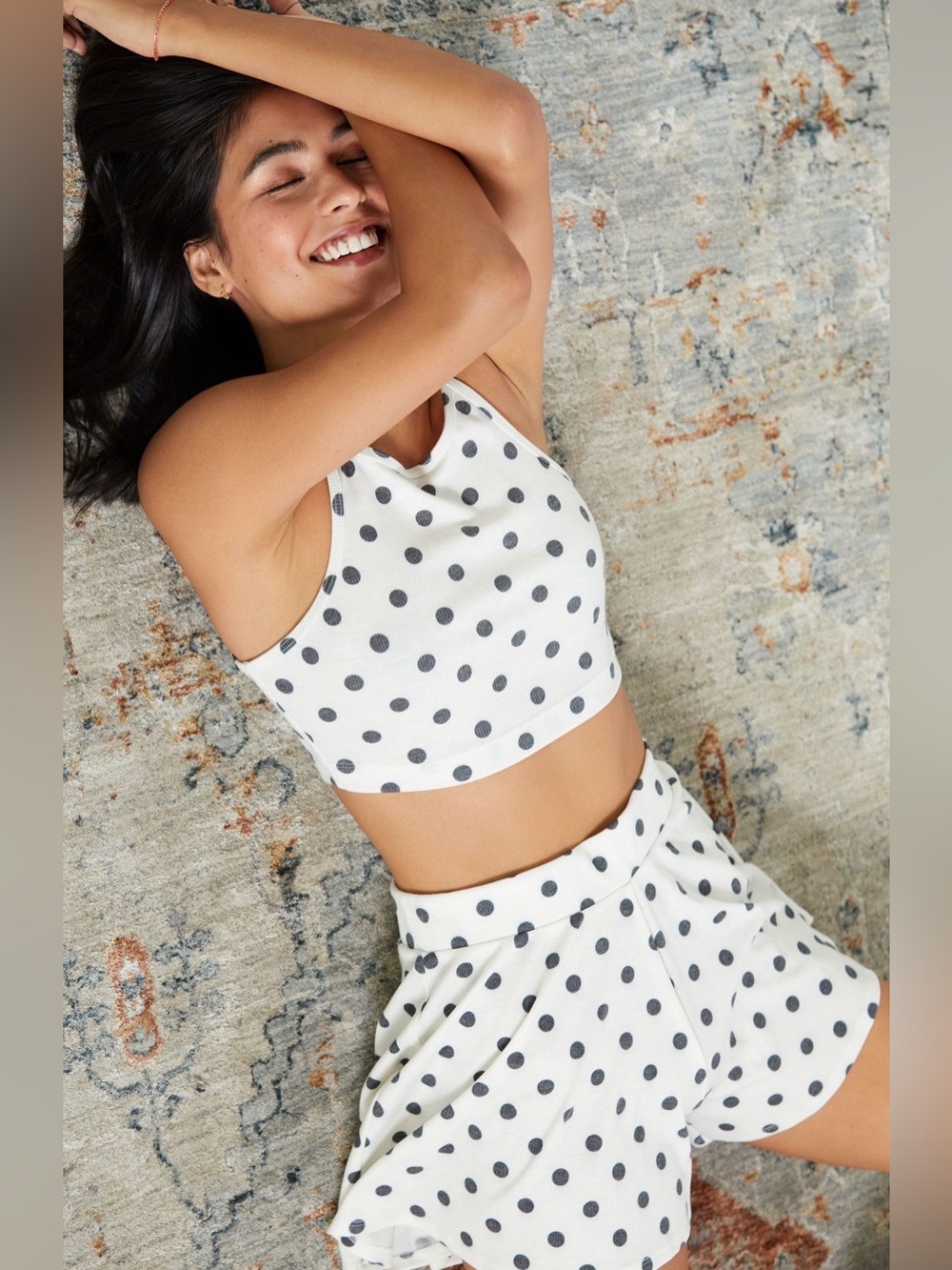 Beach Riot Polka Dot Crop Cover-Up Tank and Short Set Size M